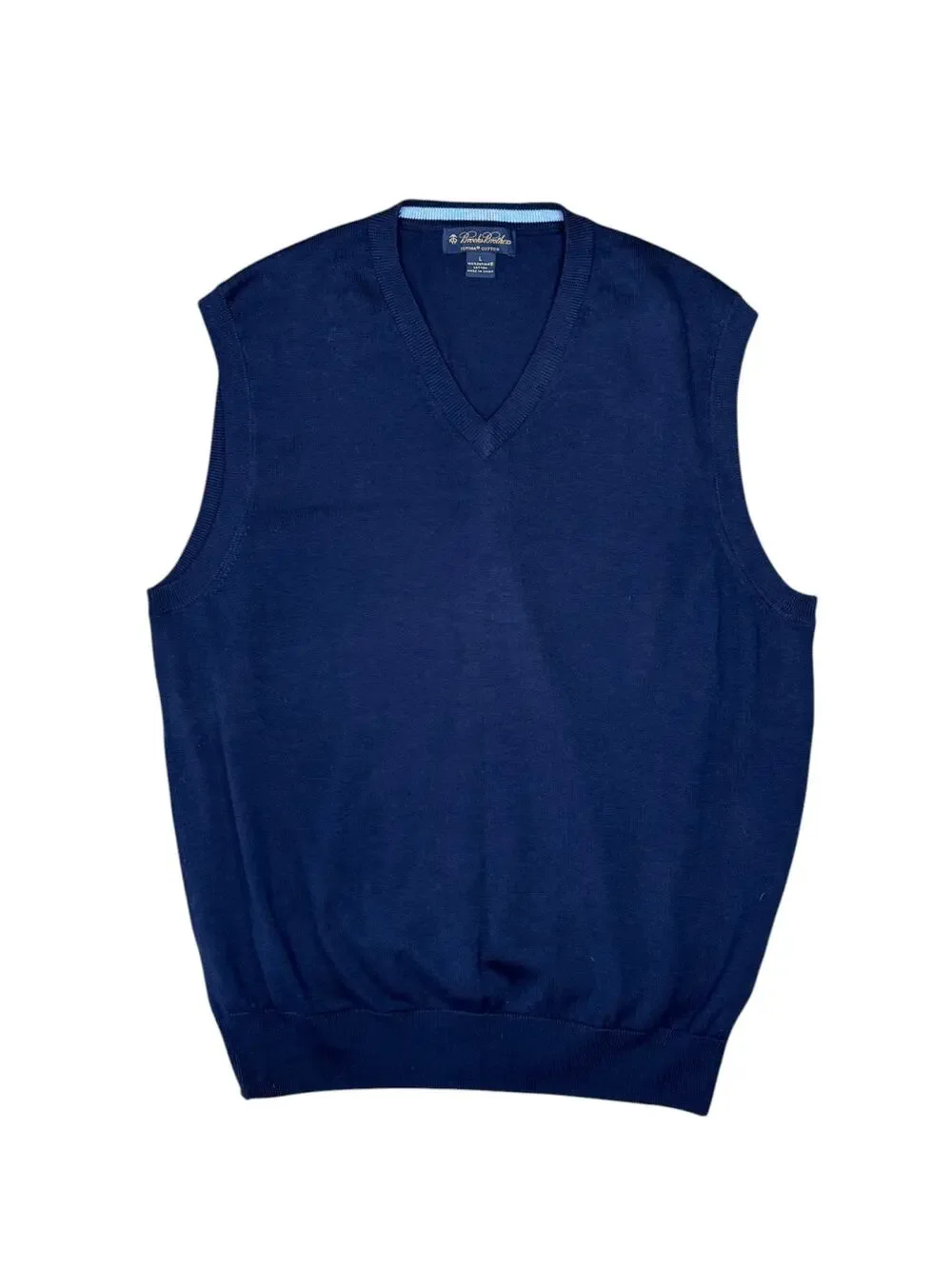 Brooks Brothers Cotton Navy Blue V-Neck Sweater Vest Men's Large